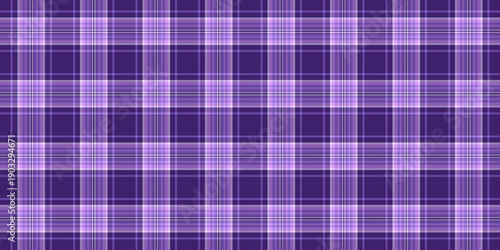 Self vector textile check, sheet texture tartan plaid. Fashionable seamless fabric background pattern in violet and light colors.