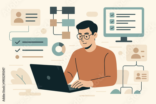 Freelance Economy Business Systems Supporting Independent Professionals illustration