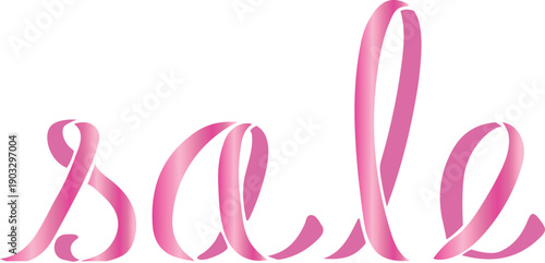 sale icon made of pink ribbons forming letters, for online sales stores, marketplaces, social networks and promotional banners