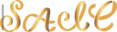 sale icon with a gold gradient in the form of expanding ribbons, for online stores, marketplaces, social networks and promotional banners