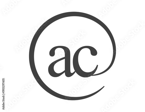 AC logo from two letter with circle shape email sign style. A and C round logotype of business company