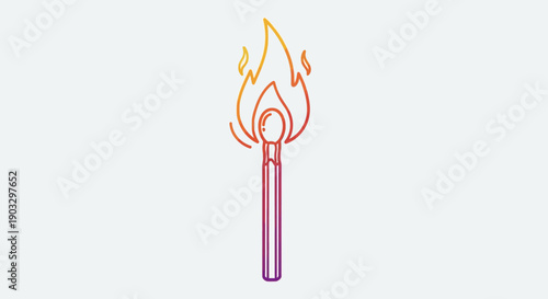 Minimalist fiery matchstick icon with a colorful gradient effect igniting brightly