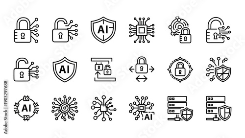 Security Icons Featuring AI and Lock Symbols.
