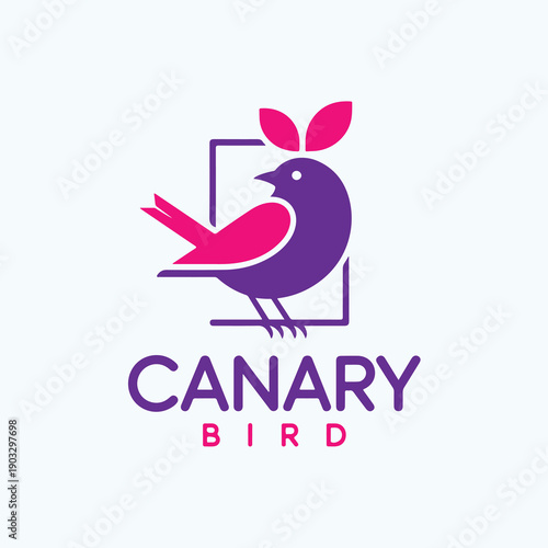 Modern Purple Canary Bird Logo, Art & Illustration