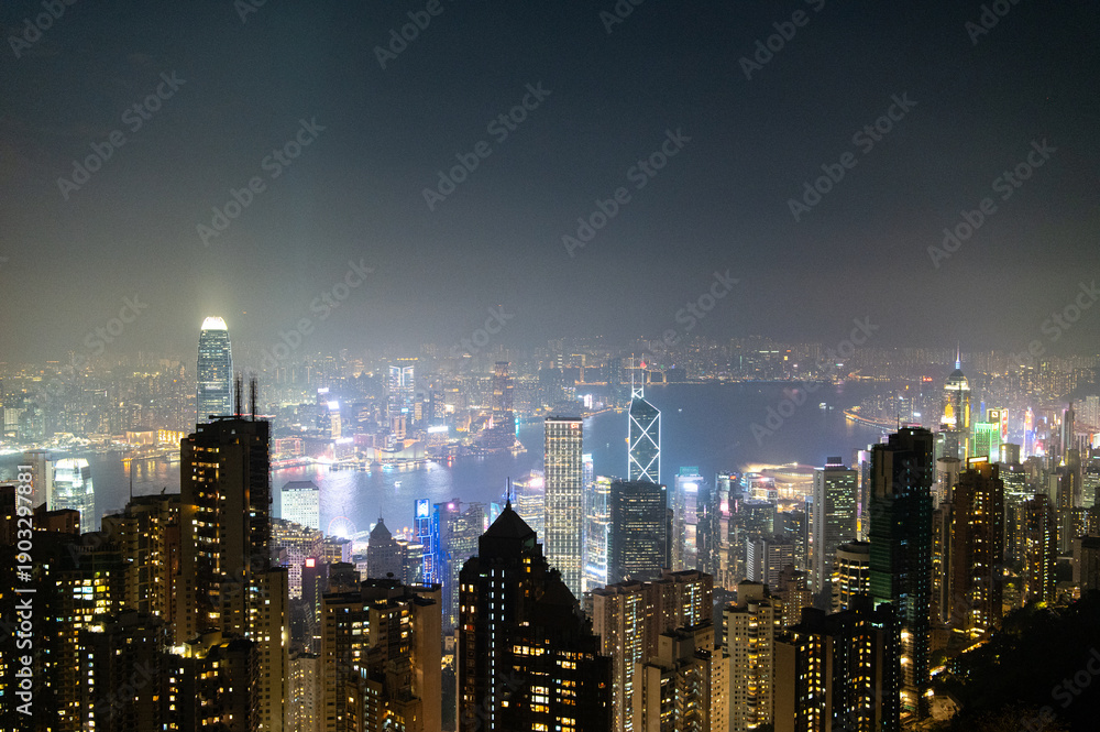 Obraz premium 香港 ビクトリアピークからの夜景