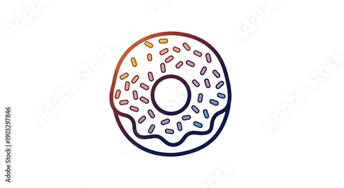 Vibrant outline illustration of a delicious donut adorned with colorful sprinkles a sweet and
