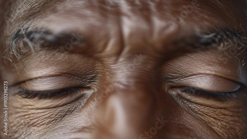 eyes of an elderly man, the man blinks slowly, an extreme close-up of the face of an elderly woman with cataracts, eye disease treatment