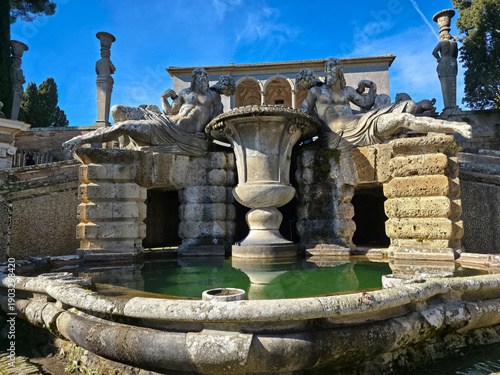 Fototapeta A large stone Mannerist fountain in the gardens of Palazzo Farnese, Caprarola, f
