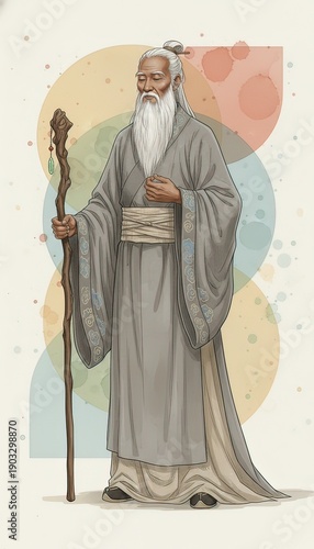 Wallpaper Mural Ai saggio vecchio uomo taoista 02 Torontodigital.ca