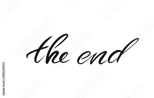 The end of modern hand drawn lettering black on white. Vector illustration suitable for logos, banners, and video screens.