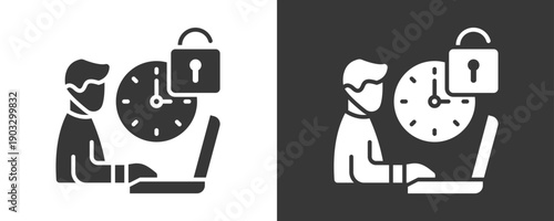Flextime Icon Set Vector Collection Isolated In Black And White
