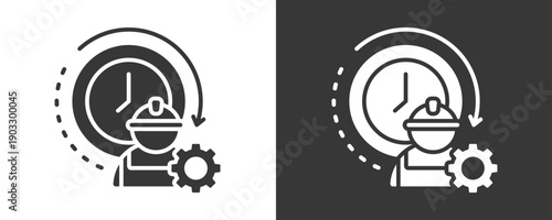 Full Time Icon Set Vector Collection Isolated In Black And White