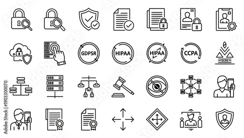 Security Icons Representing Data Protection Laws.