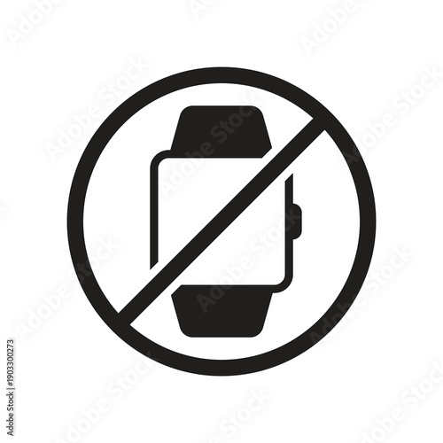 Smartwatch disabled and prohibited device solid icon
