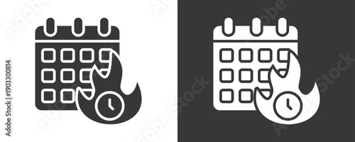 Deadline Icon Set Vector Collection Isolated In Black And White