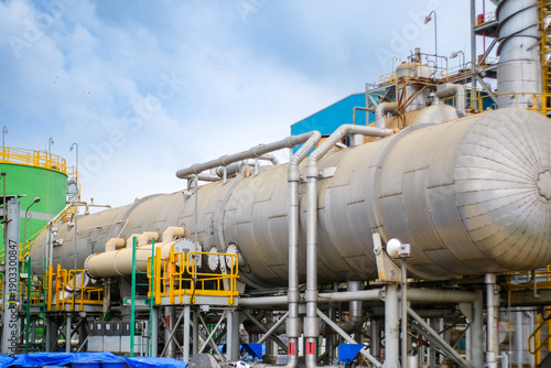 Billede på lærred Demineralized water tank and multi effect desalination plant (MED) at industrial power plant