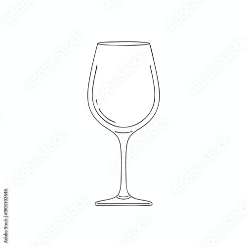 Simple Line Drawing of Wine Glass