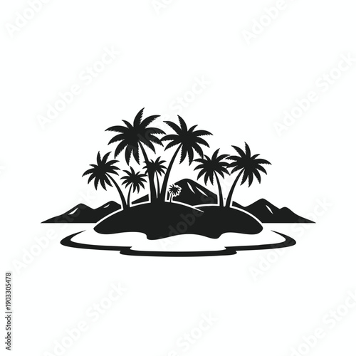 Tropical Island Paradise Silhouette
