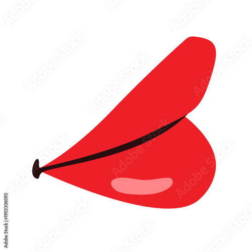 Cartoon vector illustration of a close-up female red lips side view. Elegant design element for beauty, fashion, cosmetics and lifestyle content