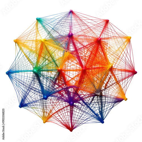 Wallpaper Mural Colorful lines connect points within a complex geometric shape Torontodigital.ca