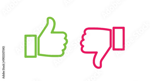 Green thumbs up and red thumbs down icons symbolizing approval and disapproval feedback