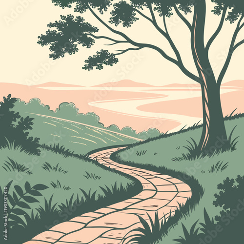 Abstract journey on a path carved by vibrant color gradients, representing creativity and infinite possibilities.