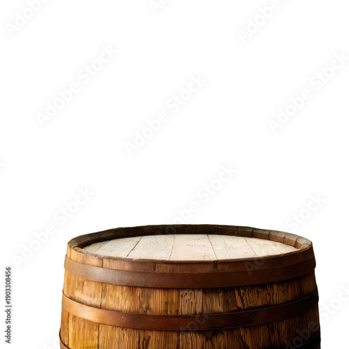 Wallpaper Mural Wooden barrel, top view, aged with bands, blank space Torontodigital.ca