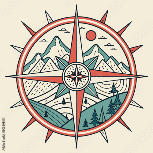 Abstract journey through directional paths and compass elements, representing navigation, choices, and the complexities of finding one's way.