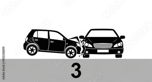 Two cars in a collision on a road.