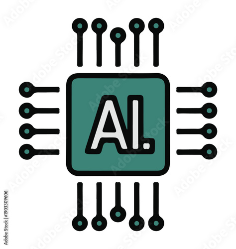 AI Microchip Microprocessor with Circuits