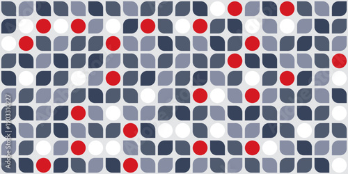 Silver Leaves and Red Berries, Seamless vector Pattern , Nature Inspired Background Design