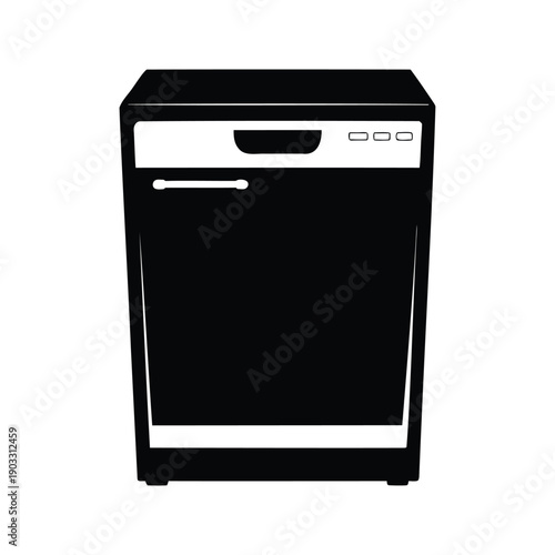Modern kitchen appliance with sleek design, dishwasher silhouette vector illustration, dishwasher silhouette vector illustration