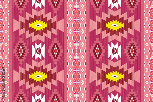 Seamless Tribal Geometric Pattern with Ethnic Southwestern Motifs