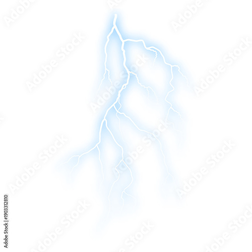Blue electric thunder PNG with lightning strike, bright spark and transparent background for dynamic overlay design
