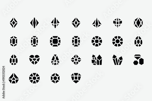 Gems and Jewelry Solid Icon Set
