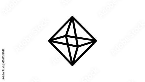 Octahedron logo, black isolated silhouette