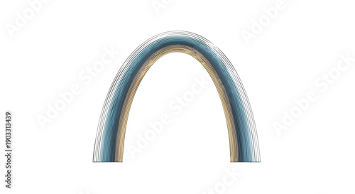 Abstract arch in tranquil blue and radiant gold, symbolizing Valentine's Day Modern Romance and Self-Care, reflecting modern affection and emotional well-being journey