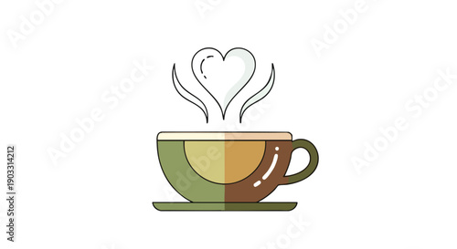 A heartwarming modern romance icon for Valentine's Day, symbolizing self-care and cozy moments with a stylish coffee cup design, perfect for expressing affection and comfort