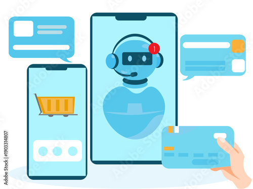 ai chatbot for online shopping assistance vector illustration
