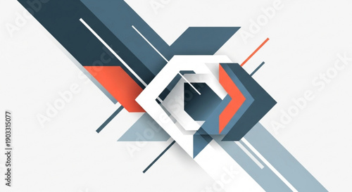 Abstract geometric shapes with sharp lines and a hexagonal core modern design for technology or business concepts clean vector illust