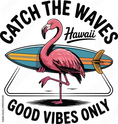 Catch The Waves Hawaii Good Vibes Only T-shirt, feather, wild, tropical, design