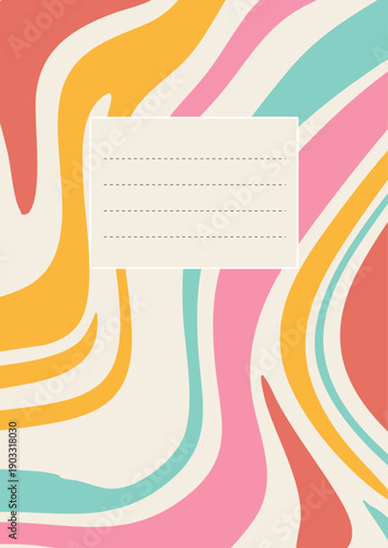 Abstract notebook cover with retro swirl design 