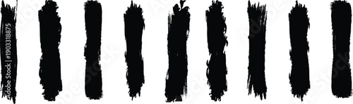 Set of different ink paint brush strokes isolated on white background. Grunge banner background.