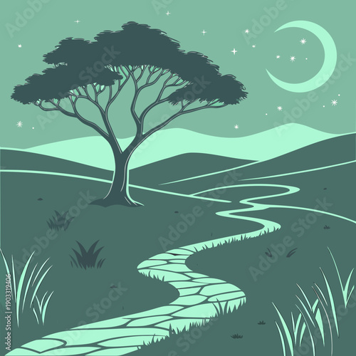 Abstract terrain formed by light bands, creating a conceptual journey through illuminated layers and atmospheric space.