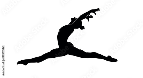 Dynamic vector silhouette of a female dancer performing a powerful grand jeté split jump