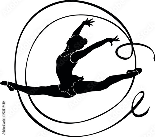 Rhythmic Gymnastics Ribbon Silhouette Logo
