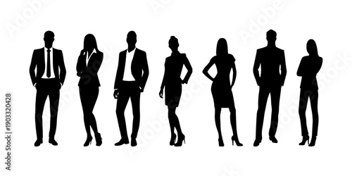 Business people silhouette vector set. Office worker, manager and team collection. Corporate professional group. Isolated on white background