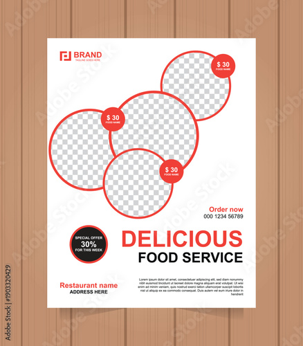 Modern Red Delicious Food Service Promotional Flyer Design