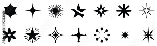 Sparkle star icon set. Simple star burst symbol.