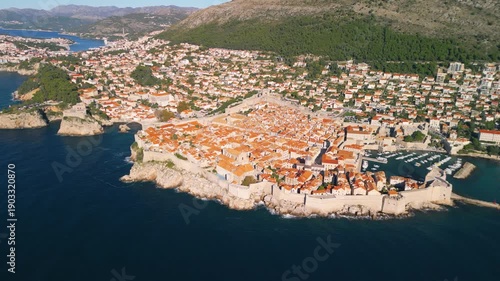 Dubrovnik Croatia, day panorama - 4K aerial drone view